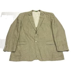 Haspel Linen Blazer Jacket Sports Coat Men Size 48L Beige Beachy Coastal